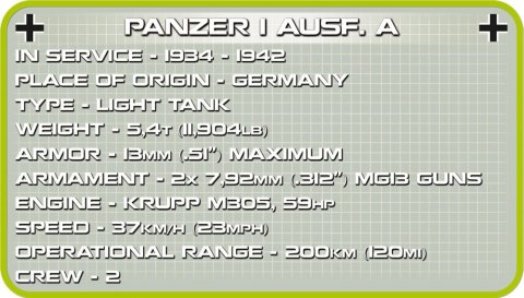 Cobi Klocki Klocki Historical Collection Panzer I Ausf. A - niemiecki czołg lekki