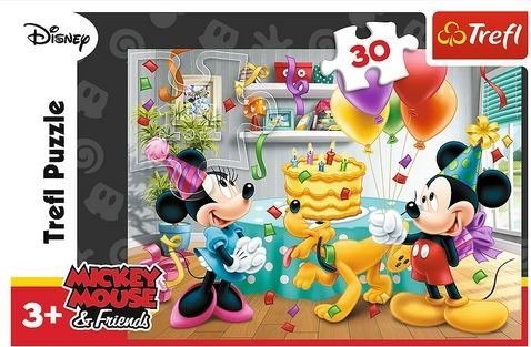 Trefl Puzzle 30 elementów Myszka Miki Tort urodzinowy