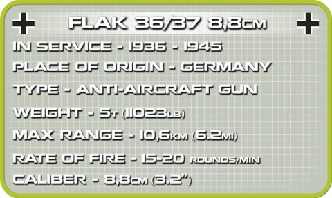 Cobi Klocki Klocki Armia 100 elementów Flak 36/37 8,8 cm