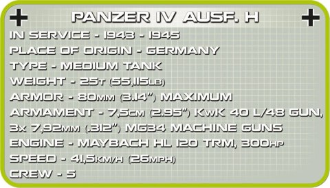 Cobi Klocki Klocki Armia Panzer IV Ausf.F1/G/H niemiecki czołg średni