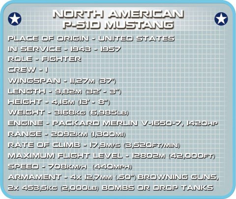 Cobi Klocki Klocki Small Army 265 elementów North American P-51D Mustang myśliwiec amerykański
