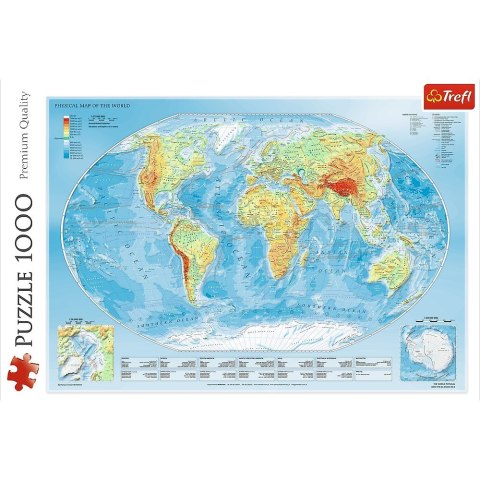 Trefl Puzzle 1000 elementów Mapa fizyczna świata