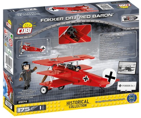 Cobi Klocki Klocki Mała Armia Historical Collection 175 elementów Fokker Dr. 1 Red Baron - Niemiecki samolot myśliwski