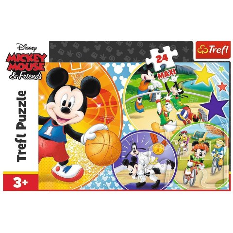 Trefl Puzzle 24 elementy Maxi - Mickey Mouse, Czas na sport!