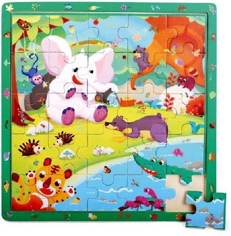 Brimarex Gra i puzzle drewniane TOP BRIGHT - Dżungla, 25 elementów