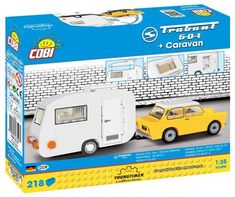 Cobi Klocki Klocki Cars Trabant 601 + Przyczepa kempingowa