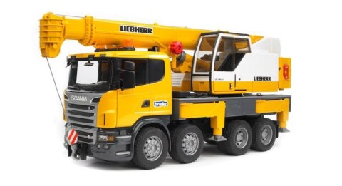 BRUDER Pojazd Scania R Liebherr Dzwig z modulem sygnalizacyjnym