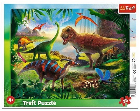 Trefl Puzzle ramkowe 25 elementów Dinozaury