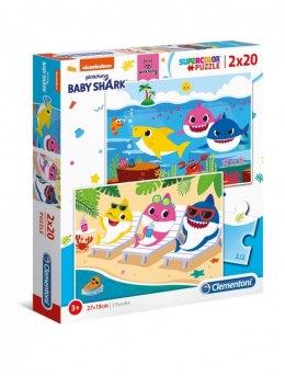 Clementoni Puzzle 2x20 elementów Super kolor Baby Shark