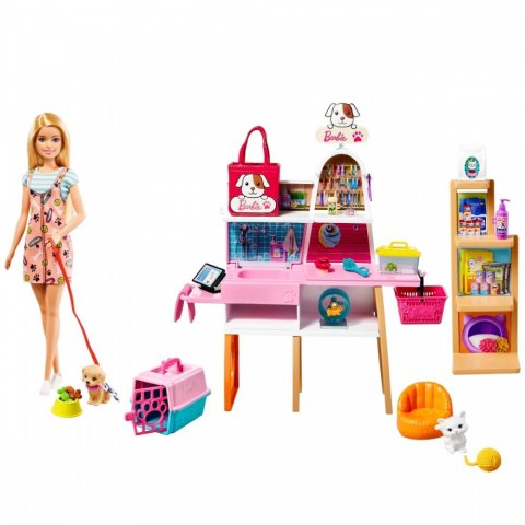 Mattel Zestaw z lalką Barbie Sklepik-salon dla zwierzaków