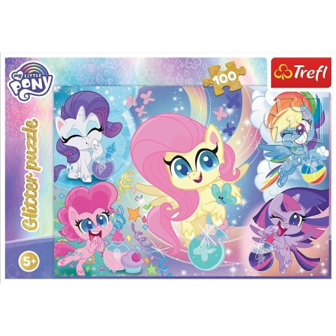 Trefl Puzzle 100 elementów Glitter Błyszczące kucyki Pony