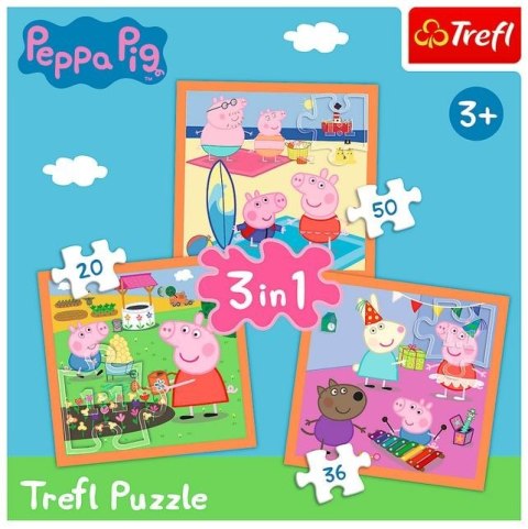 Trefl Puzzle 3w1 Pomysłowa świnka Peppa