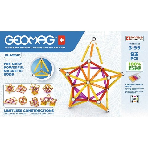 Geomag Klocki magnetyczne Classic Recycled 93 elementy pomarańczowe