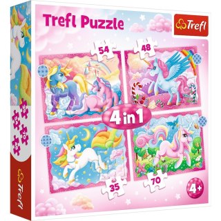 Trefl Puzzle 4w1 Jednorożce i magia