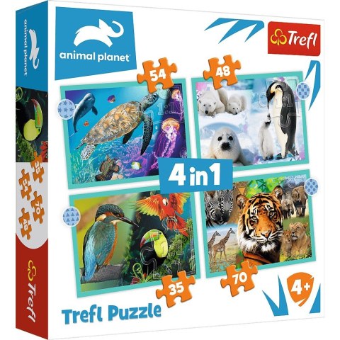 Trefl Puzzle 4w1 Tajemniczy świat zwierząt