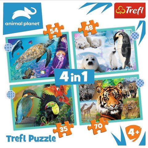 Trefl Puzzle 4w1 Tajemniczy świat zwierząt