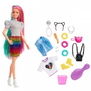 Mattel Lalka Barbie Fryzura Kolorowa panterka