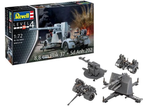 Revell Model plastikowy Pojazd 1/72 8,8CM Flak 37+SD.ANH.202