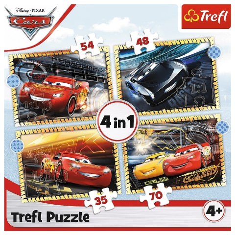 Trefl Puzzle 4w1 Do startu gotowi start Auta Cars 3