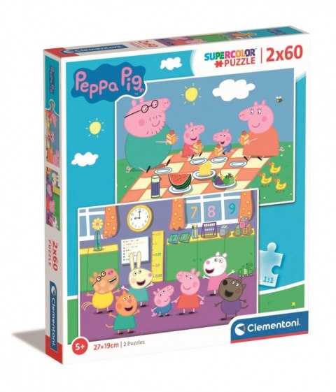 Clementoni Puzzle 2 x 60 elementów Super Kolor Świnka Peppa