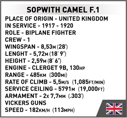 Cobi Klocki Klocki Sopwith Camel F.1