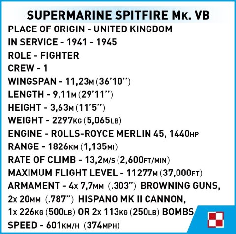 Cobi Klocki Klocki Supermarine Spitfire Mk.VB