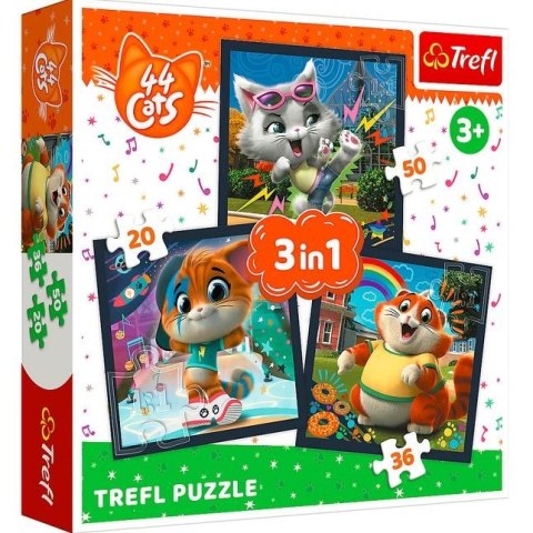 Trefl Puzzle 3w1 Poznaj urocze kociaki 44 koty