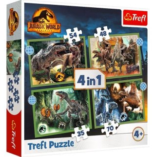 Trefl Puzzle 4w1 Groźne dinozaury Jurassic World