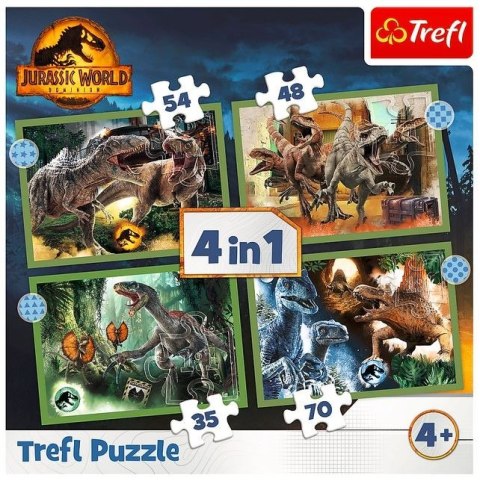 Trefl Puzzle 4w1 Groźne dinozaury Jurassic World