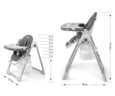 Milly Mally Krzesełko do karmienia Bueno szare
