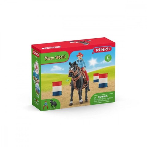 Schleich Zestaw figurek Kowbojka i Wyścig wokół Beczek Farm World