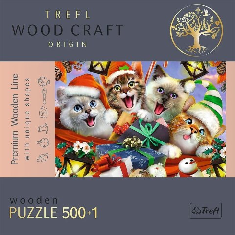 Trefl Puzzle drewniane Świąteczne kotki