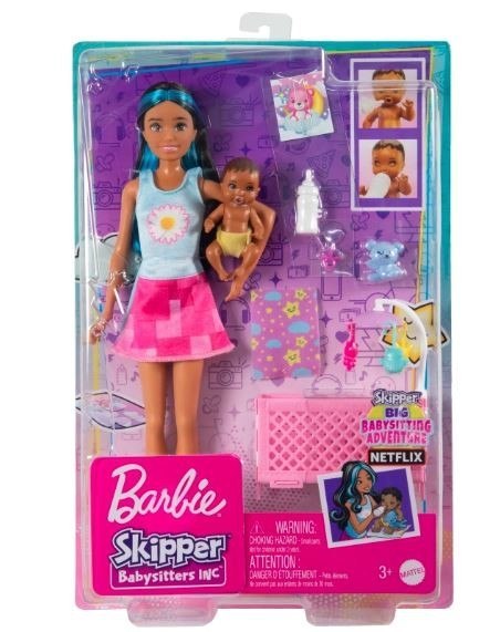 Mattel Lalka Barbie Opiekunka Zestaw Usypianie maluszka