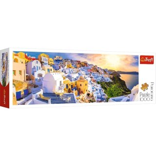 Trefl Puzzle 1000 elementów Panorama Zachód słońca na Santorini, Grecja