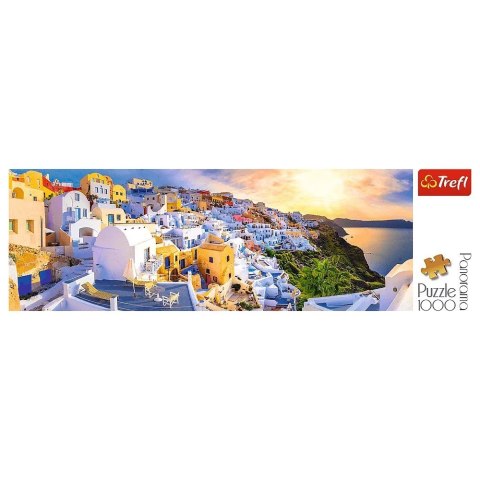 Trefl Puzzle 1000 elementów Panorama Zachód słońca na Santorini, Grecja