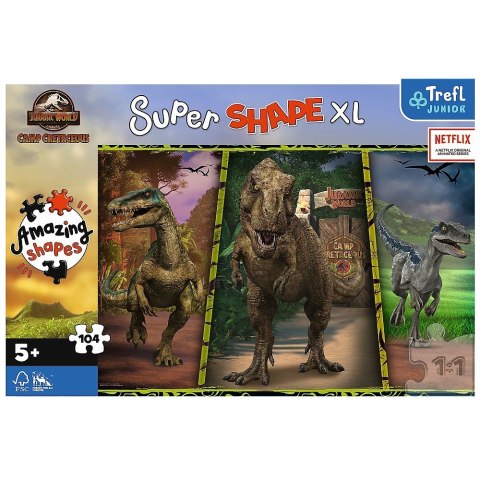 Trefl Puzzle 104 elementy XL Super Shape Dinozaury Jurassic World