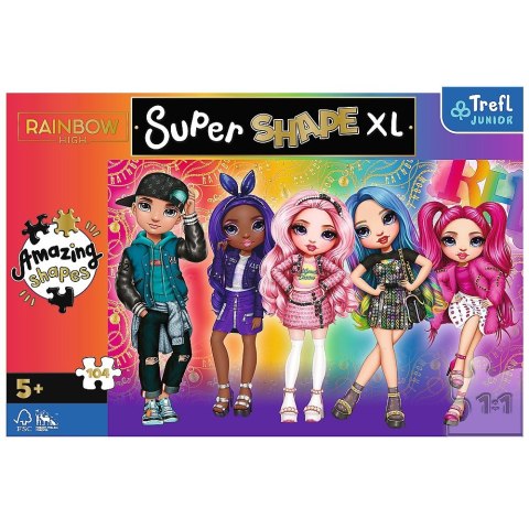 Trefl Puzzle 104 elementy XL Super Shape Stylowe Rainbow High