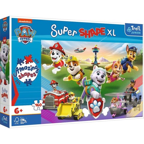 Trefl Puzzle 160 elementów XL Super Shape Skaczące pieski, Psi Patrol