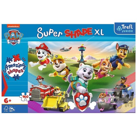 Trefl Puzzle 160 elementów XL Super Shape Skaczące pieski, Psi Patrol