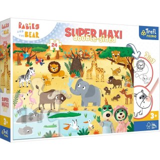 Trefl Puzzle 24 elementy SUPER MAXI Bobaski na safari, Bobaski i Miś