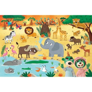 Trefl Puzzle 24 elementy SUPER MAXI Bobaski na safari, Bobaski i Miś