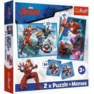 Trefl Puzzle 2w1 memos Bohaterowie w akcji, Avengers