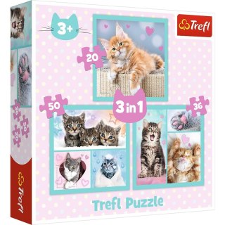 Trefl Puzzle 3w1 Słodkie zwierzaki kotki