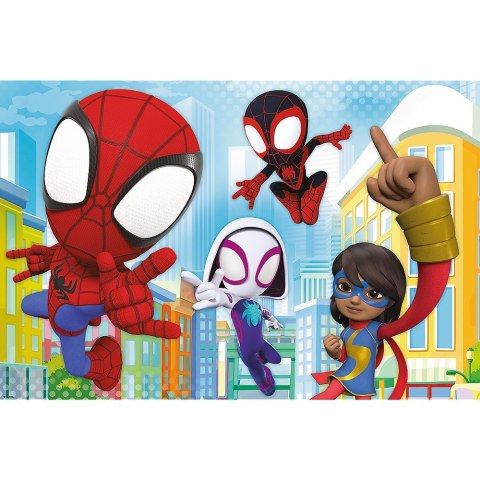 Trefl Puzzle 60 elementów XXL Super Shape Sprytny Spidey, Spidey i super-kumple