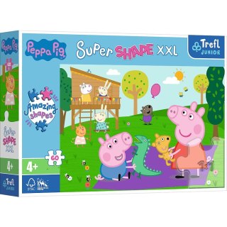 Trefl Puzzle 60 elementów XXL Super Shape Zabawy z braciszkiem, Świnka Peppa