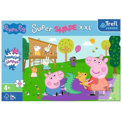 Trefl Puzzle 60 elementów XXL Super Shape Zabawy z braciszkiem, Świnka Peppa