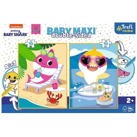 Trefl Układanka Baby MAXI 2x10 elementów Wesoły dzień rekina, Baby Shark