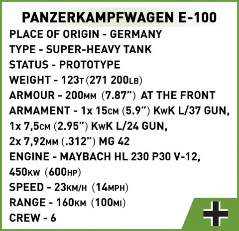 Cobi Klocki Klocki Panzerkampfwagen E-100