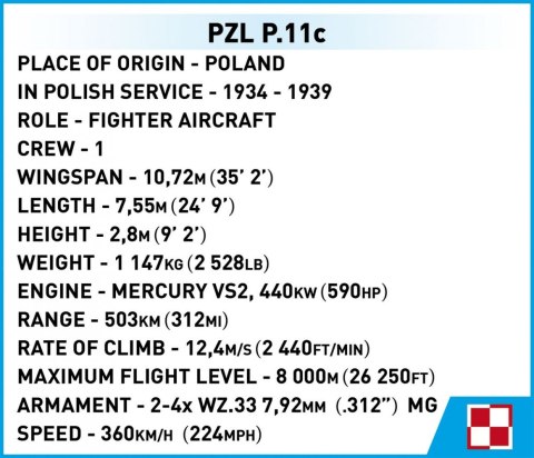 Cobi Klocki Klocki PZL P.11c