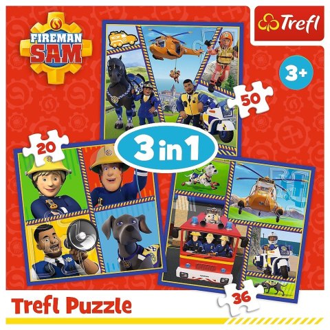 Trefl Puzzle 3w1 Dzień Strażaka Sama